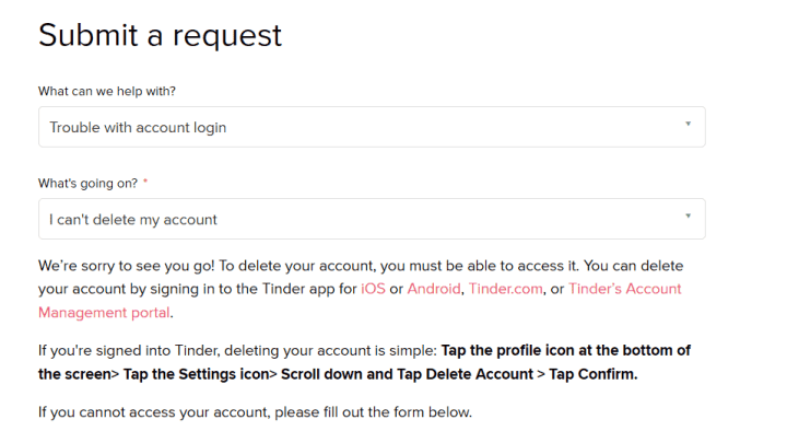 Supprimez complètement votre compte Tinder
