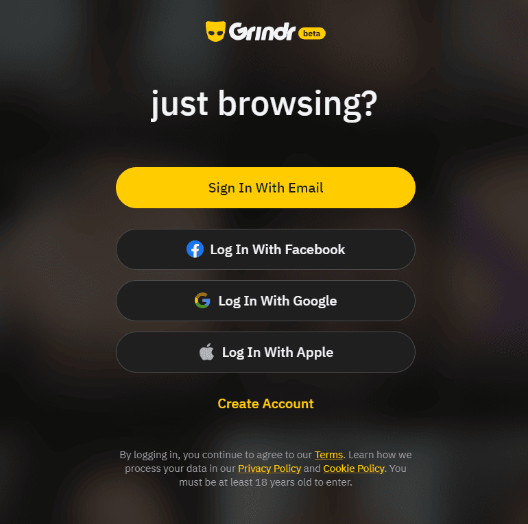 Gebruik nieuwe aanmeldingsgegevens voor Grindr