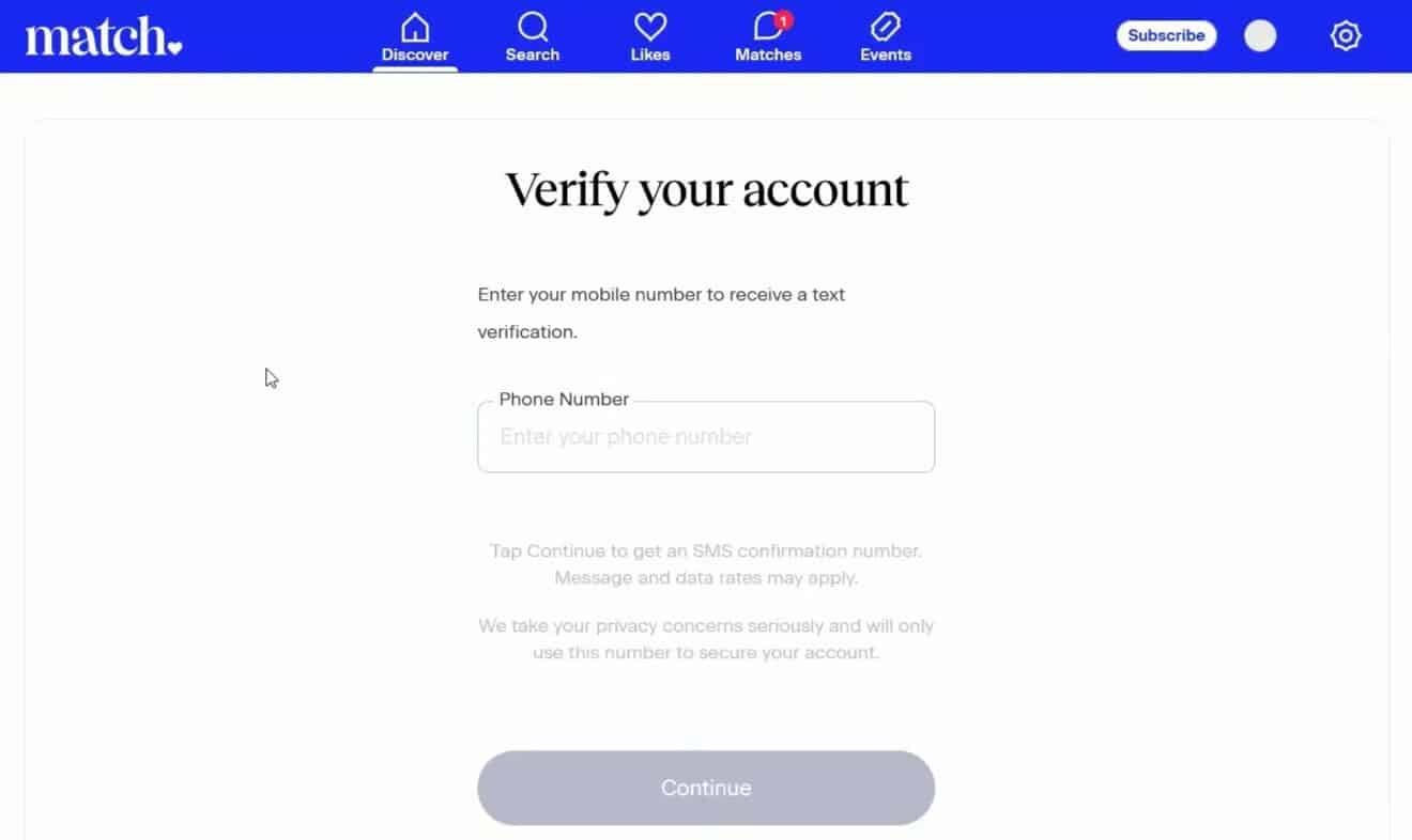 Número de teléfono para el código de verificación de coincidencias