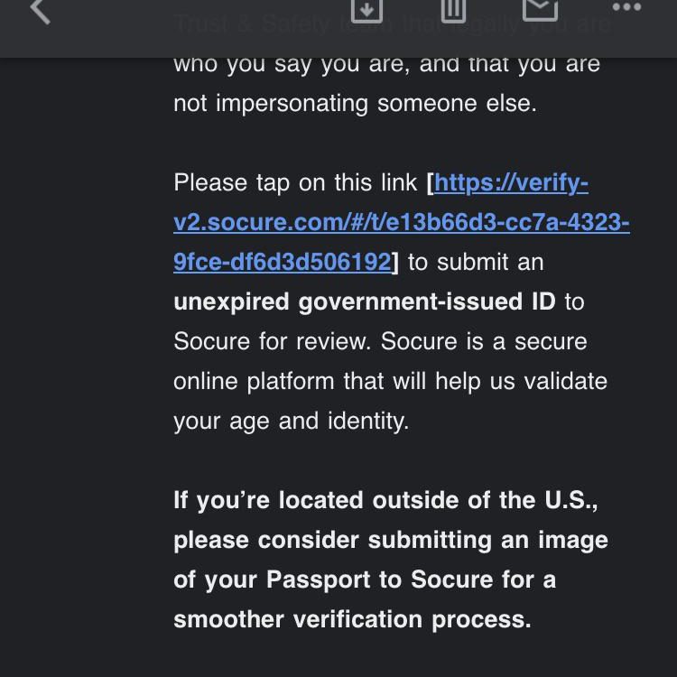 Hng asking for Government ID via email